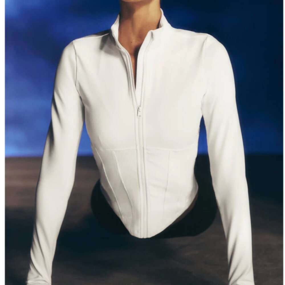 Alo Yoga Airbrush Corset Full Zip Jacket Ivory Size S